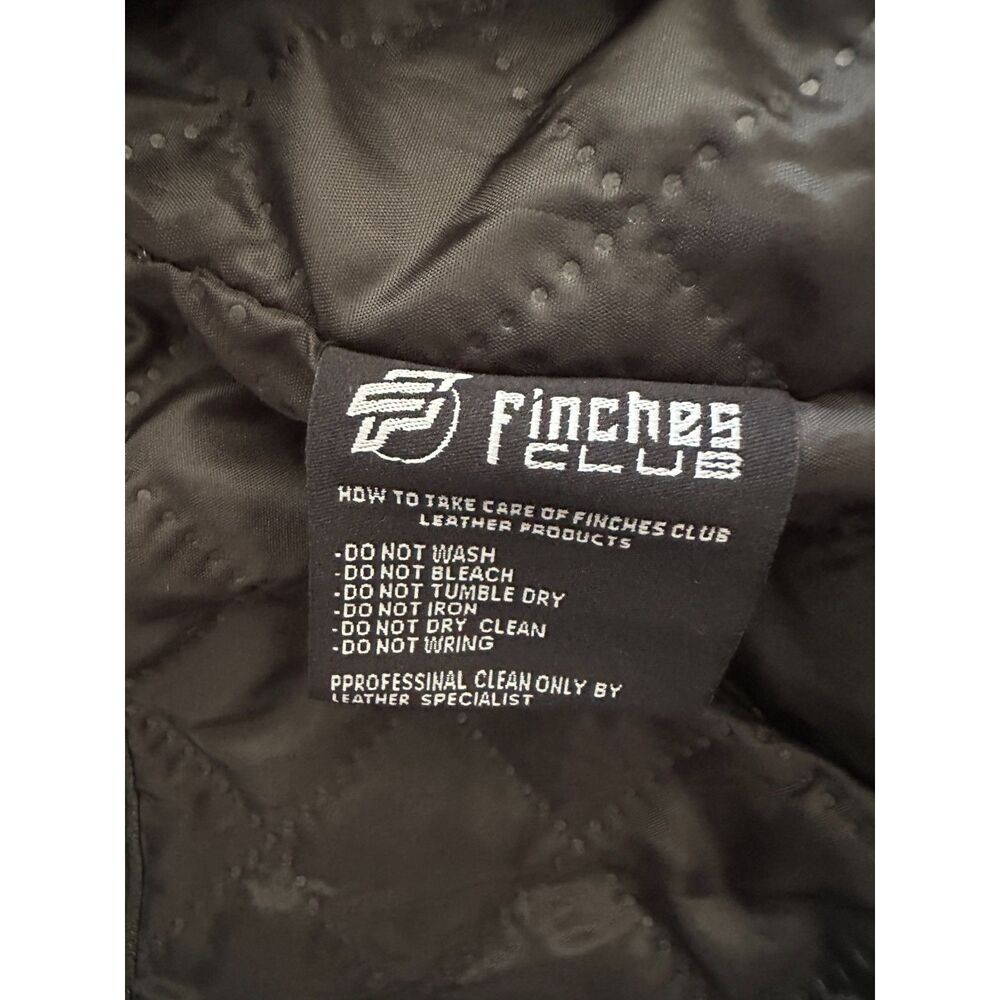 Finches Club 100% Leather Bomber Jacket XL/2XL Black Quilted Lining Runs Small - Picture 5 of 8